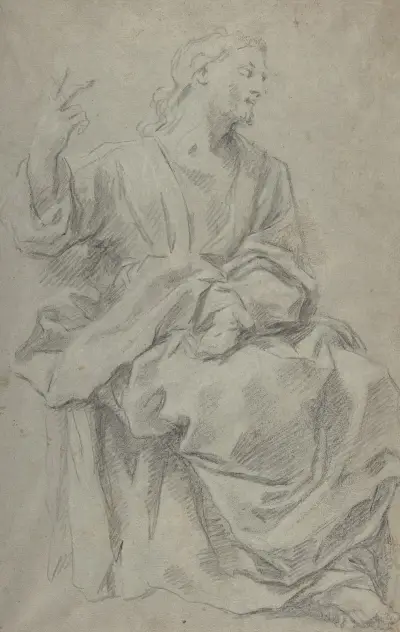 Seated Draped Male Figure av Giovanni Lanfranco