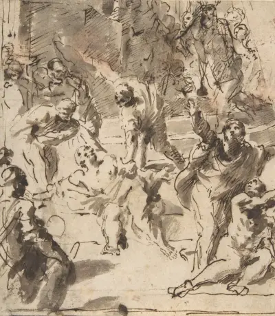 The Martyrdom of the Apostle Thomas av Giovanni Lanfranco