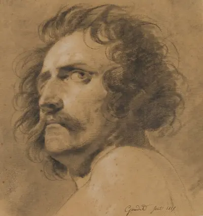 Head of a Mustachioed Man av Anne Louis Girodet-Trioson