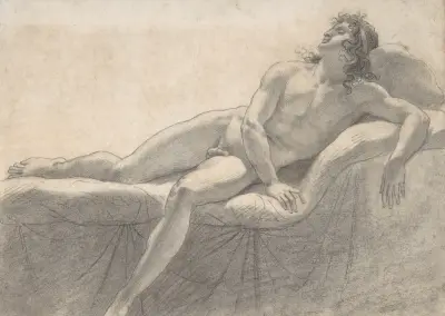 Ležící mužský akt na divanu, Anne Louis Girodet-Trioson
