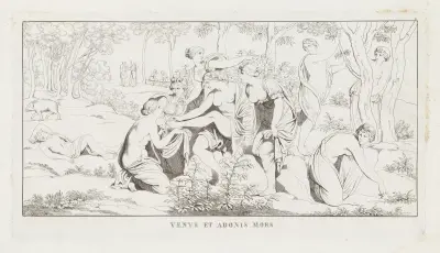 Venus et Adonis Mors av Giulio Romano