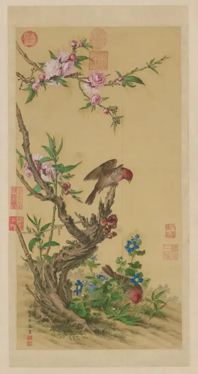 Flower and Bird Scroll, Giuseppe Castiglione