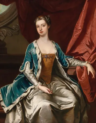 Portrait Of A Lady, Traditionally Identified As Lady Mary Wortley Montagu av Sir Godfrey Kneller