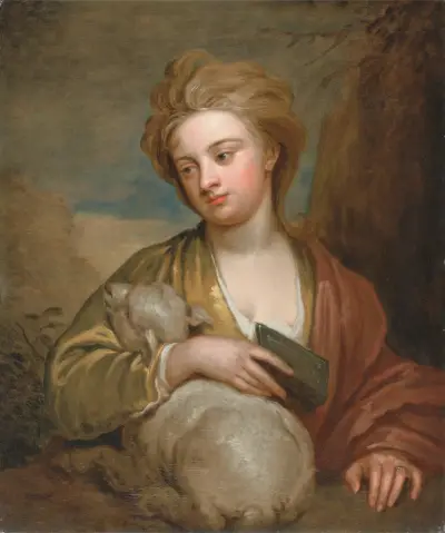 Portrait of a Woman as St. Agnes, Traditionally Identified as Catherine Voss av Sir Godfrey Kneller
