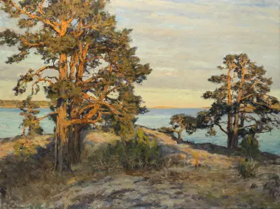 Coastal landscape at sunset, Gottfrid Kallstenius