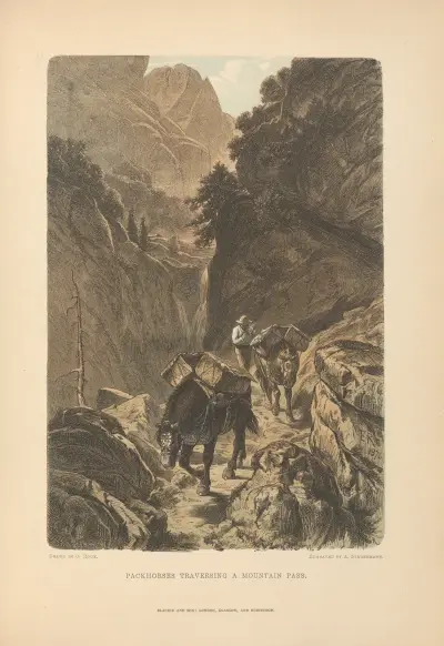 G. Roux – Packhorses Traversing a Mountain Pass av Theodor Gsell Fels