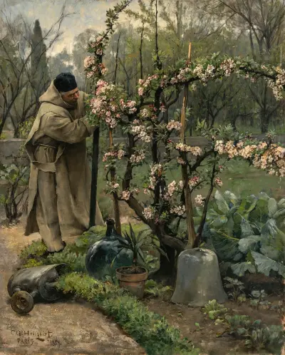 Monk Gardening von Carl Gustaf Hellqvist