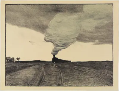 Eisenbahn am Abend av Gustav Kampmann