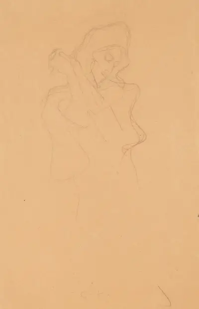 Bekleidete Figur nach rechts (Dressed Figure to the Right) av Gustav Klimt