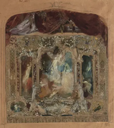 Entwurf für den Theatervorhang in Reichenberg av Gustav Klimt