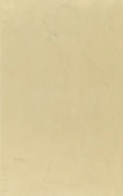 Half-length figure of a girl facing left av Gustav Klimt