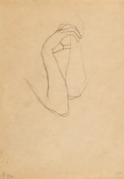 Hand and arm studies for ‘Die Künste’ in ‘Beethovenfries’ av Gustav Klimt