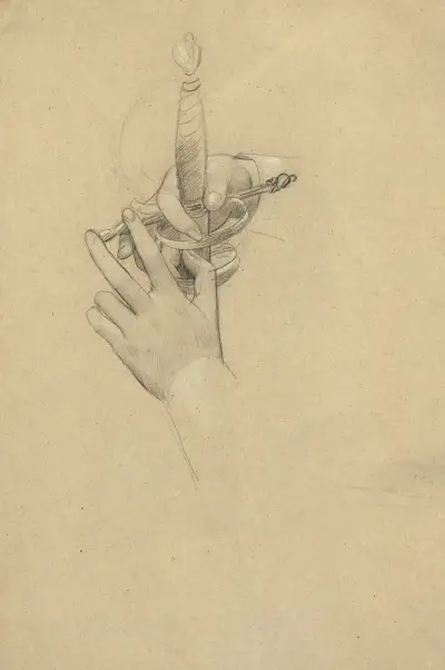 Handstudie um einen Säbelgriff av Gustav Klimt