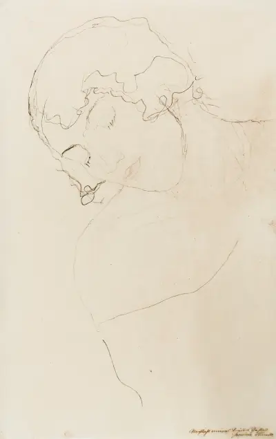 Kopf und Schultern einer Frau nach links geneigt, Gustav Klimt