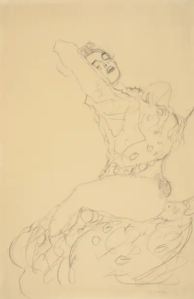 Ležící poloviční akt s rozevřenýma nohama, Gustav Klimt