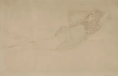 Liegender Halbakt nach rechts, 1904 von Gustav Klimt