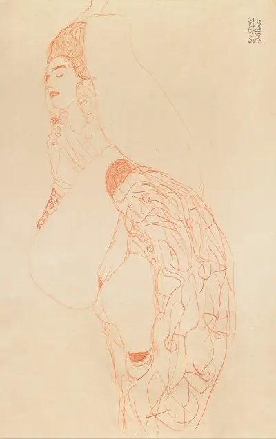 Reclining Semi-Nude (Masturbating) av Gustav Klimt