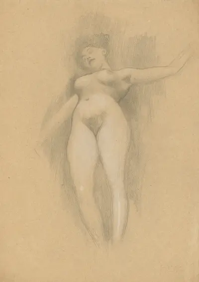 Schwebende vor dunklem Hintergrund av Gustav Klimt