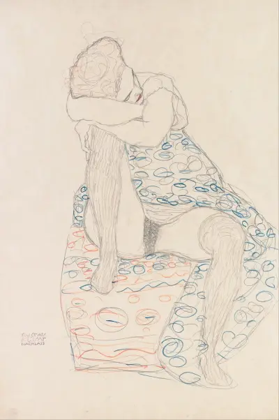 Seated Figure with Gathered up Skirt av Gustav Klimt
