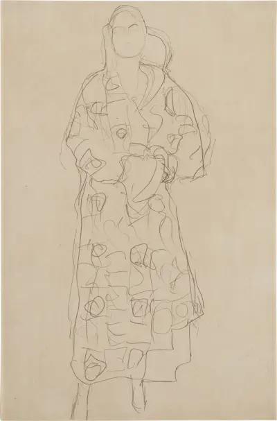 Stehende Figur im Verzierten Kleid (Standing Figure in Ornamented Gown) av Gustav Klimt