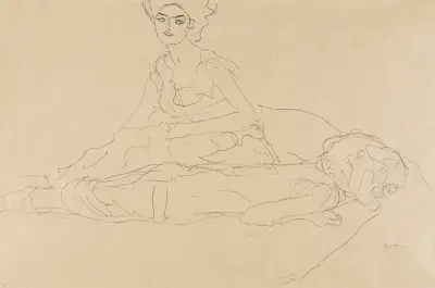 Studie zweier frauen (study of two women) av Gustav Klimt