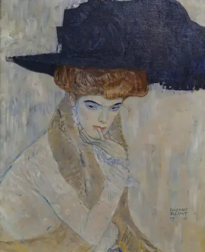 The Black-Feathered Hat av Gustav Klimt