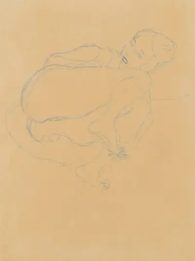 Zusammengekauerter Halbakt, Gustav Klimt