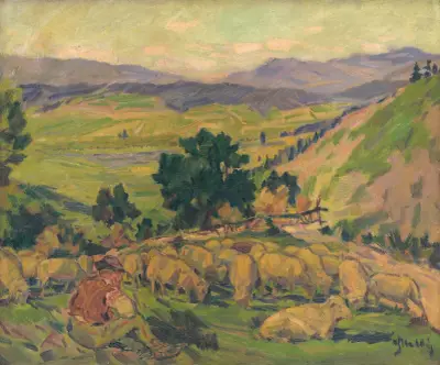 Landscape with Sheep, Gustáv Mallý