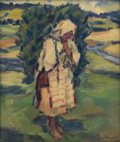 Woman Carrying a Sack, Gustáv Mallý