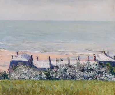 Les toits de l’Hôtel des Roches Noires, Trouville av Gustave Caillebotte