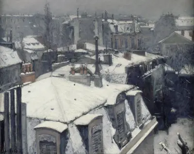 Rooftops in the Snow (snow effect) av Gustave Caillebotte