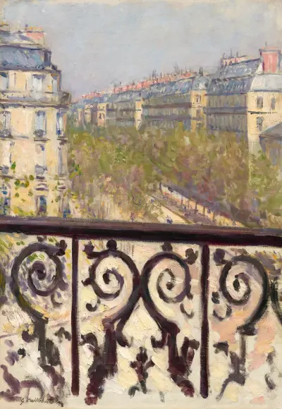 Un Balcon, Boulevard Haussmann av Gustave Caillebotte