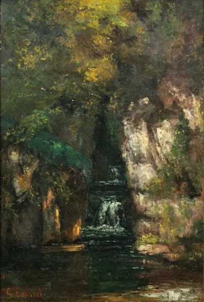 A Waterfall Near Ornans av Gustave Courbet