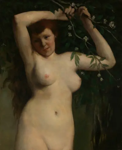 Nude with Flowering Branch av Gustave Courbet
