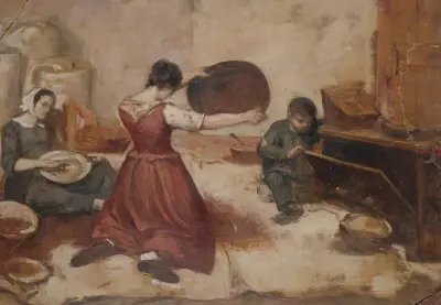 The corn sifters (les cribleuses de blé) av Gustave Courbet
