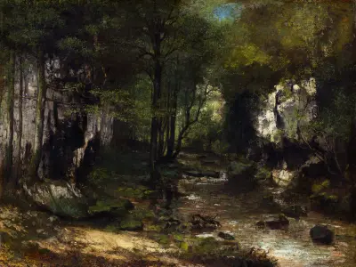The Stream (Le Ruisseau du Puits-Noir; vallée de la Loue) av Gustave Courbet