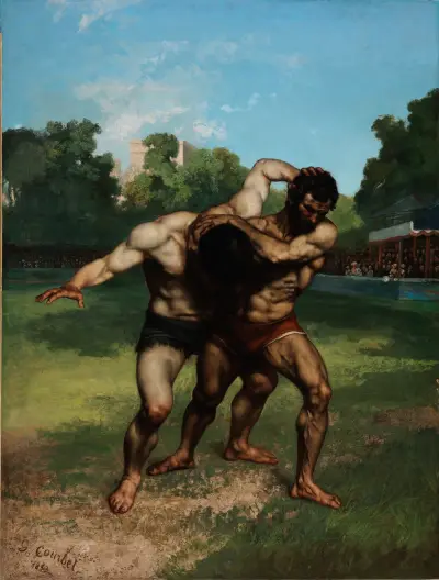 The Wrestlers av Gustave Courbet