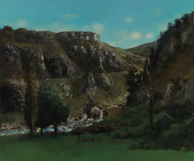 Vallée De La Loue Près Mouthiers-Haute-Pierre av Gustave Courbet