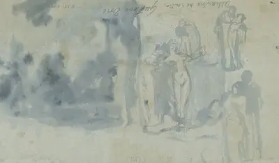 Sketches of people, including a female nude av Gustave Doré