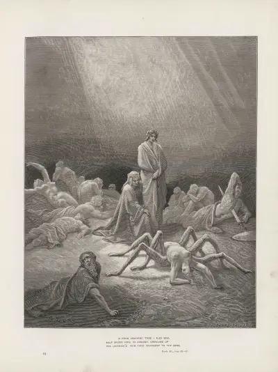 The vision of Purgatory and Paradise by Dante Alighieri Pl.19 av Gustave Doré