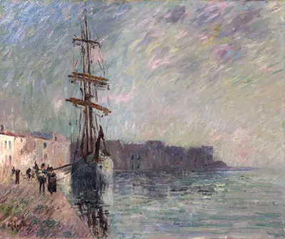 Voilier dans le port de Ferrière, les Martigues av Gustave Loiseau