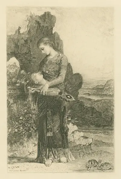 Head of Orpheus on his lyre von Gustave Moreau