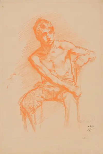Seated Boy av Gustave Vanaise