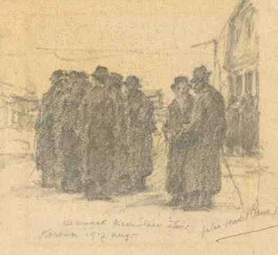 After the Retreat of the Russian Army (Group of Halič Jews) av Elemír Halász-Hradil