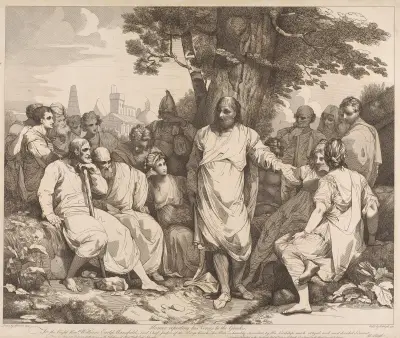 Homer přednášející své verše Řekům, John Hamilton Mortimer