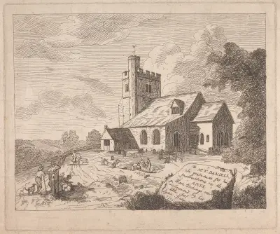 Kostel v Little Missenden od jihovýchodu, John Hamilton Mortimer