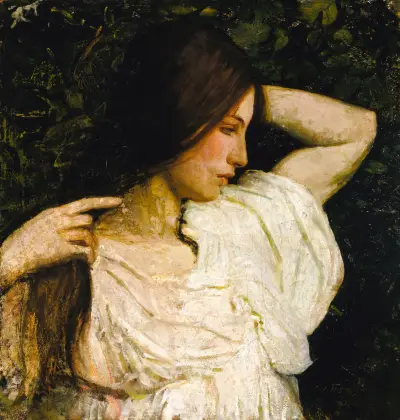 Girl Arranging Her Hair av Abbott Handerson Thayer