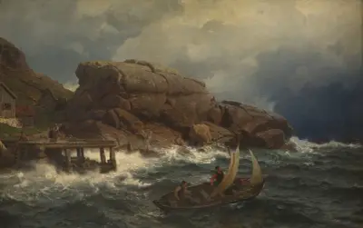 A Norwegian Seaport, Hans Gude
