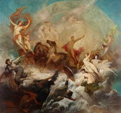 The victory of light over darkness av Hans Makart