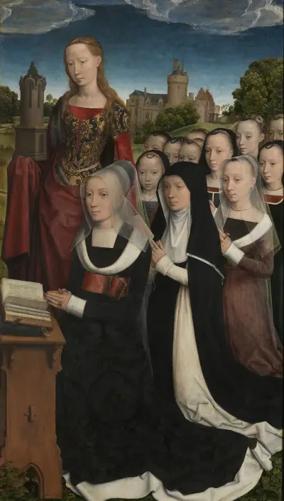Barbara van Vlaenderbergh s dcerami a patronkou, Hans Memling